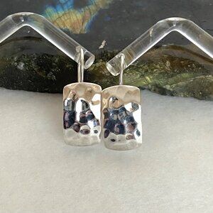Silpada Sterling Silver 925 Hammered Rectangle French Hook Dangle Drop Earrings